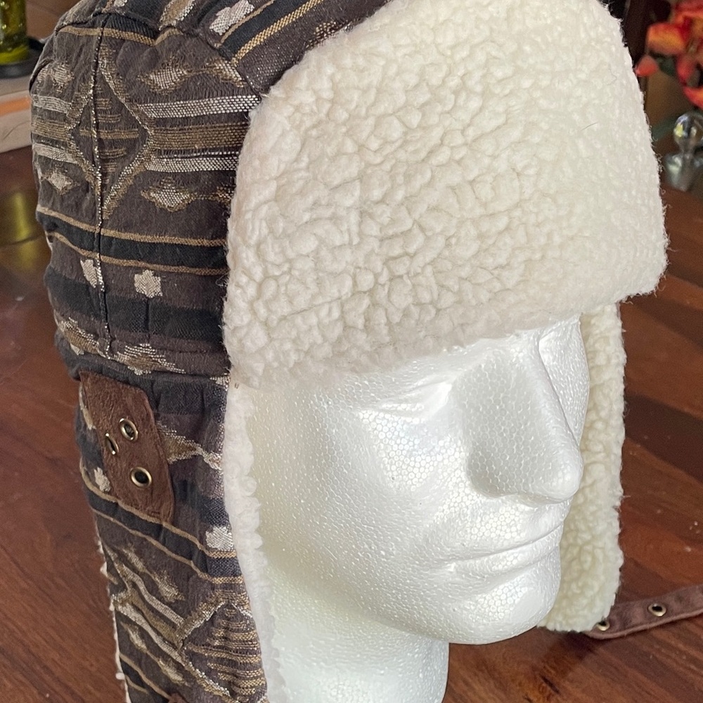 Pendleton Brown Patterned Sherpa Trapper Hat